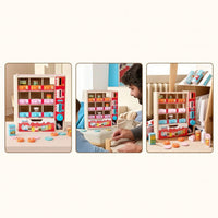 Hands-on Toy Vending Machine Screenscreenless Wooden Vending Machine Interactive Play Food Educational for Children, Preschoolers, Toddlers, Playroom, Home, Classroom