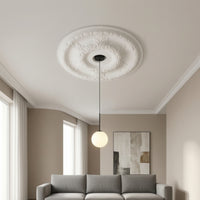 Ornate Ceiling Medallion with Floral Relief Elegant PU Ceiling Medallion Decorative Molding Classical for Homeowners