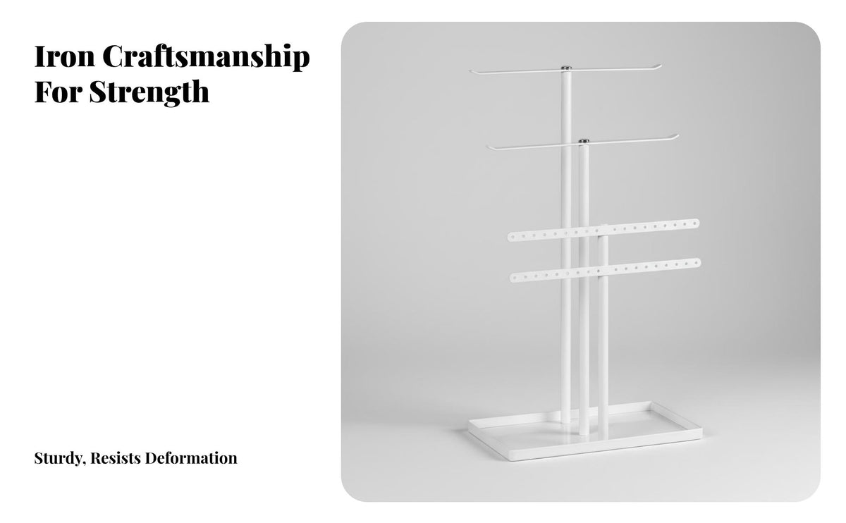 Crossbar Jewelry Tree Sturdy Construction Crossbar Jewelry Stand Necklace and Earring Holder Simple Assembly for Bedroom