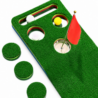 Portable Indoor Putting Practice Mat, EVA Base with Sphere Return, Artificial Turf putting Green Mat, Non-Slip Design