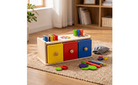 Child-Centered Wooden Color and Shape Sorter Hand-Eye Coordination Wooden Box with Drawers Matching Box with Drawers Learning for Homeschool