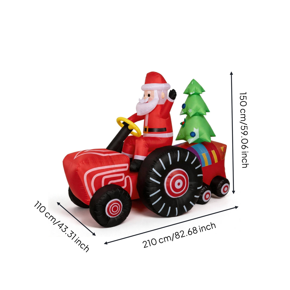 Inflatable Santa on vehicle Festive the Holiday Figure Giant Yard Decoration for Lawn