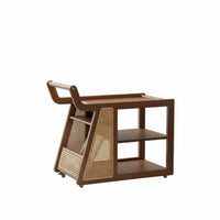 Movable with casters 2-Tier Rolling Trolley Vintage aesthetic Side Table Multi-Functional Utility Cart multi-purpose Use for Homeowners, Students, Living Room, Small Spaces, Bedroom, Balcony