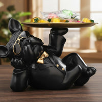French Canine Statue Tray Multi-Functional French Canine Key Bowl Dog Butler Tray Creative Design Entryway Table Organizer