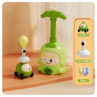 Cartoon-Style Balloon Powered Car with Launcher Battery-Battery-Independent Balloon Launcher Toy Set STEM Air-Powered Car Toy Interactive for Children, Toddlers, Indoor Racing, Playroom
