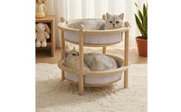 Double Layer Cat Bed Scratching Surface Solid Wooden Cat Bed Breathable Mat