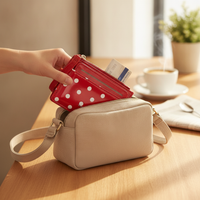 Polka Dot Mini Wallet with Multiple Card Slots and Coin Pouch