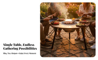 Folding Design Foldable Round Grill Table Space-Saving Foldable Cook Station Multi-Functional Portable Furniture Easy to Transport for Tea Lovers, Apartment Dwellers, Backyard, Balcony, Picnics, Camping