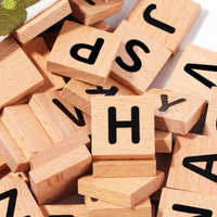 Double-Sided Cards Wooden Spelling Game Uppercase Letters Word Matching Game Colorful Illustrations Wooden Letter Blocks