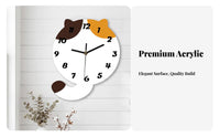 Feline Wall Clock Quiet Mechanism Cat Shaped Wall Clock Non-Ticking for Kids, Kindergarten, Playroom, Nursery