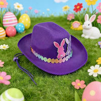 Easter Egg Decorated Hat Adorable Design Easter Cowboy Hat Lightweight for Girls