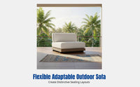 Outdoor Teak Sofa, Premium Solid Wood Patio Furniture, Waterproof Sun-Resistant Modular Set, Garden Villa, Hotel Lounge