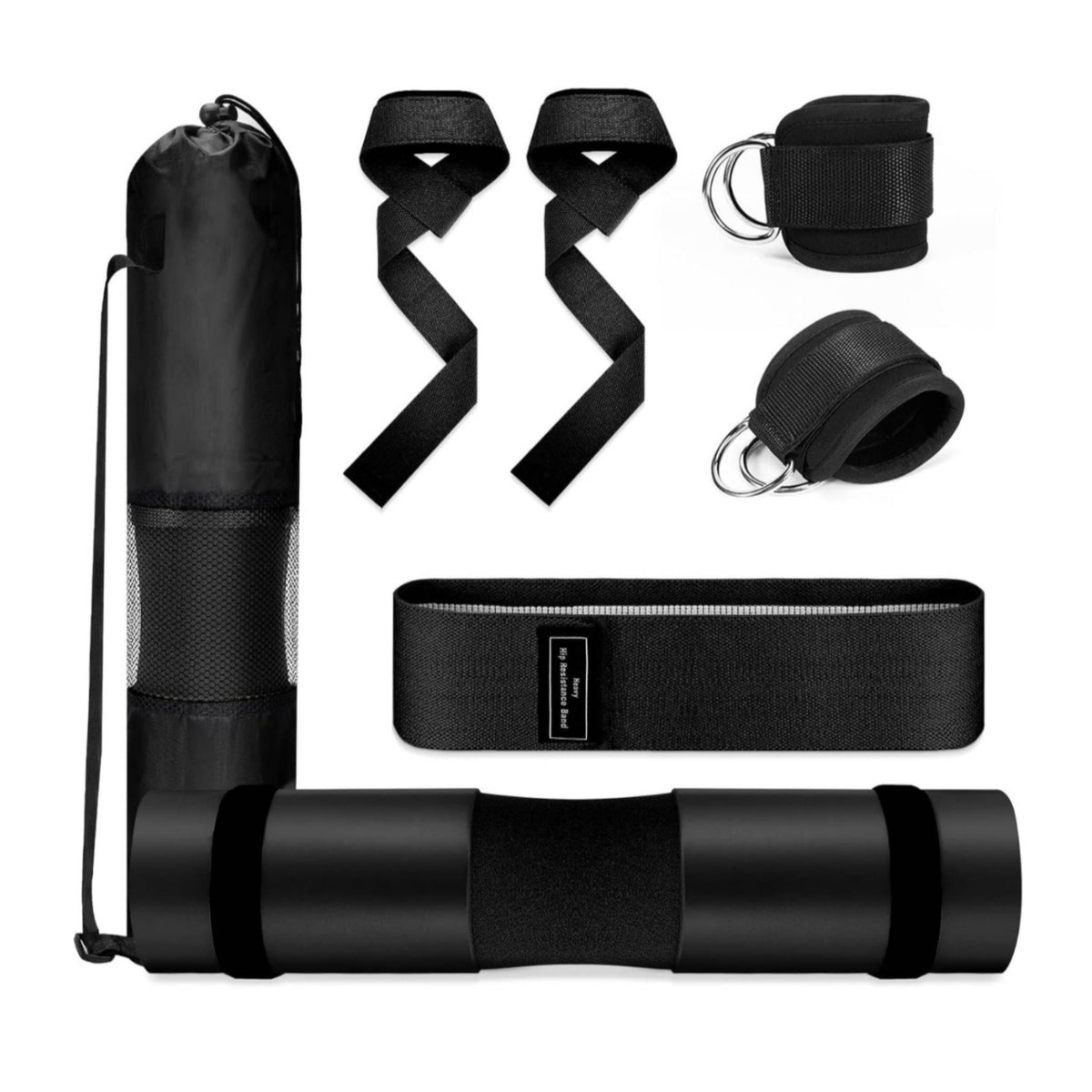 Stitched Barbell Shoulder Pad Encircling Foam Barbell Pad Textured Squat Bar Cushion Storage Bag
