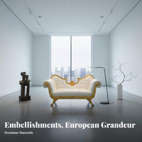 European design Chaise Lounge Ornately Carved Frame Ornate Chaise Lounge Luxury Design Daybed Upholstered Seat for Interior Designers, Event Planners, Living Room, Photo Studio, Hotel Lobby, Wedding location