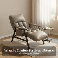 Lays Flat Foldable Lounge Chair Thick Padded Cushion Adjustable Recliner Chair Removable and Washable Cover Adjustable Chaise Lounge Sturdy Steel Frame for Remove Ice Workers, Homeowners, Students, Bedroom, Balcony, Living Room