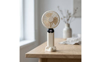 Handheld Mini Fan with Stand USB Rechargeable Portable Fan with Display Compact Lightweight for Students