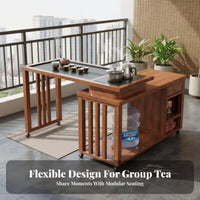 1 Piece Solid Wood Kung Fu Tea Table Wooden Tea Ceremony Furniture Space Saving Design Mortise and Tenon Joinery Suitable for Balcony Patio Study Homeowners Adults