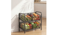 Wire Storage Basket Cart Versatile Two-Tier Storage trolleyResistant Furniture for Restroom, Laundry Room, Balcony
