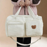 Quilted Travel Bag Padded Quilted Duffel Bag Multiple Pockets for Commuters, Parents, Nursery