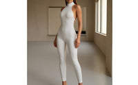 Halter Jumpsuit Form-Fitting Jumpsuit with Halter Neck Skinny Leg Clothing for Women