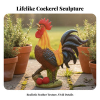 Detailed Craftsmanship Cock Statue Lifelike Design Cock Garden Decor Vibrant Colors for Gardeners, Collectors, Patio, Kitchen