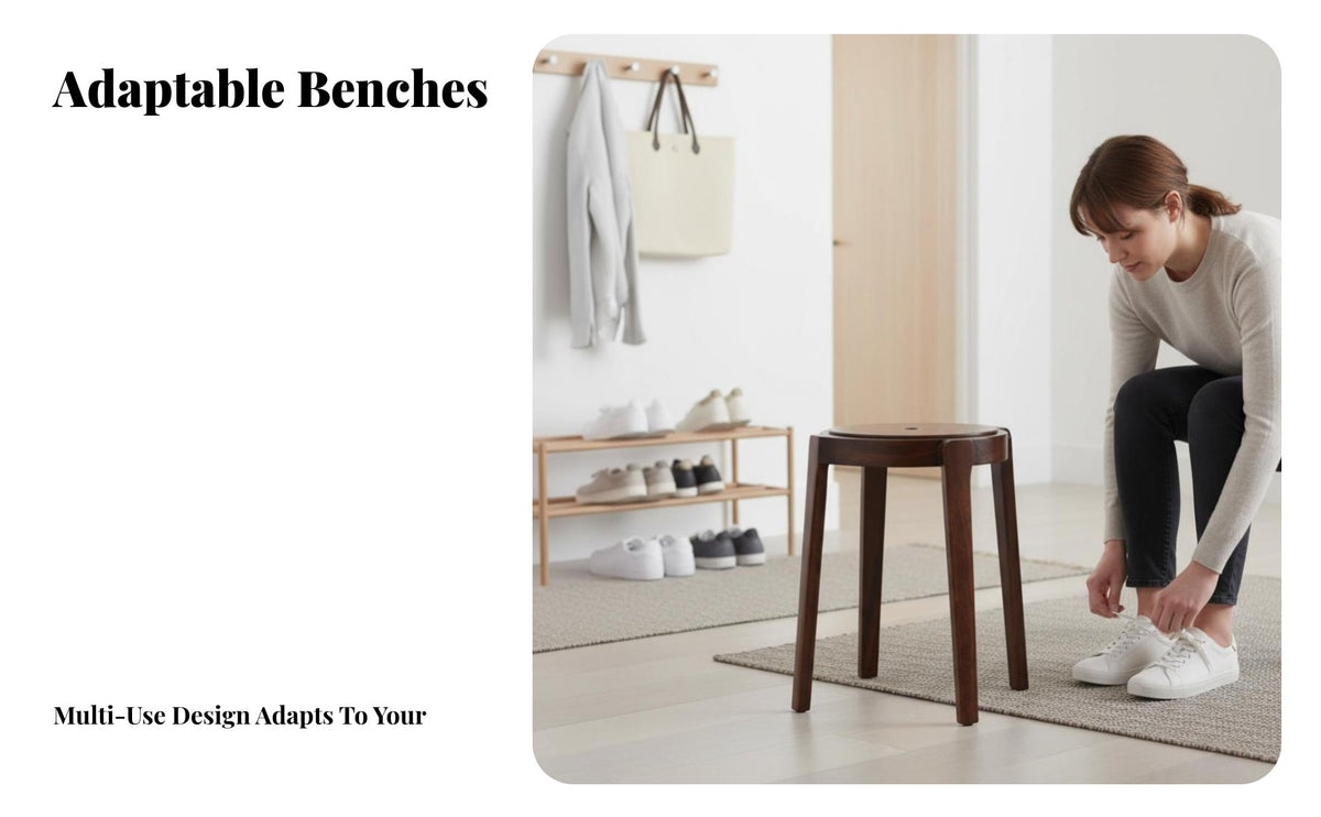 Solid Wood Construction Square Wooden Stool Nordic Aesthetic Long Bench Simple Modern Design Household Furniture Versatile Use for Homeowners, Interior Designers, New Movers, Entryway, Living Room, Hallway, Bedroom