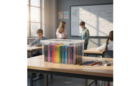 Large Capacity Stackable Art Supply Case Multipurpose Transparent Plastic Storage Box for Artists, Desk