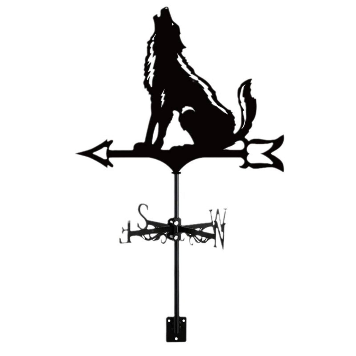 Wrought Iron Wolf Weathervane Weather Resistant Howling Wolf Weathervane Cut Design for Nature Enthusiasts, Yard, Lawn