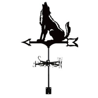 Wrought Iron Wolf Weathervane Weather Resistant Howling Wolf Weathervane Cut Design for Nature Enthusiasts, Yard, Lawn