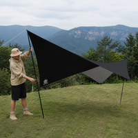 Camping Gear Tarp, Polyester, Black, 5000mm Waterproof, Outdoor Sun Shade