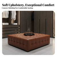 Minimalist Design Black Tufted Cube Stool Square Shape Ottoman Multi-Functional Footstool Easy to Clean for Retail shop Owners, Homeowners, Students, Living Room, Entryway, Walk-in Closet, Bedroom