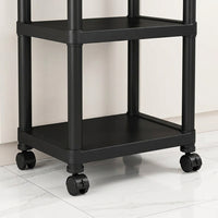 Black Shelving Unit for Kitchen, Modern Freestanding Pantry Shelving Unit with Wheels, Adjustable Storage Shelves