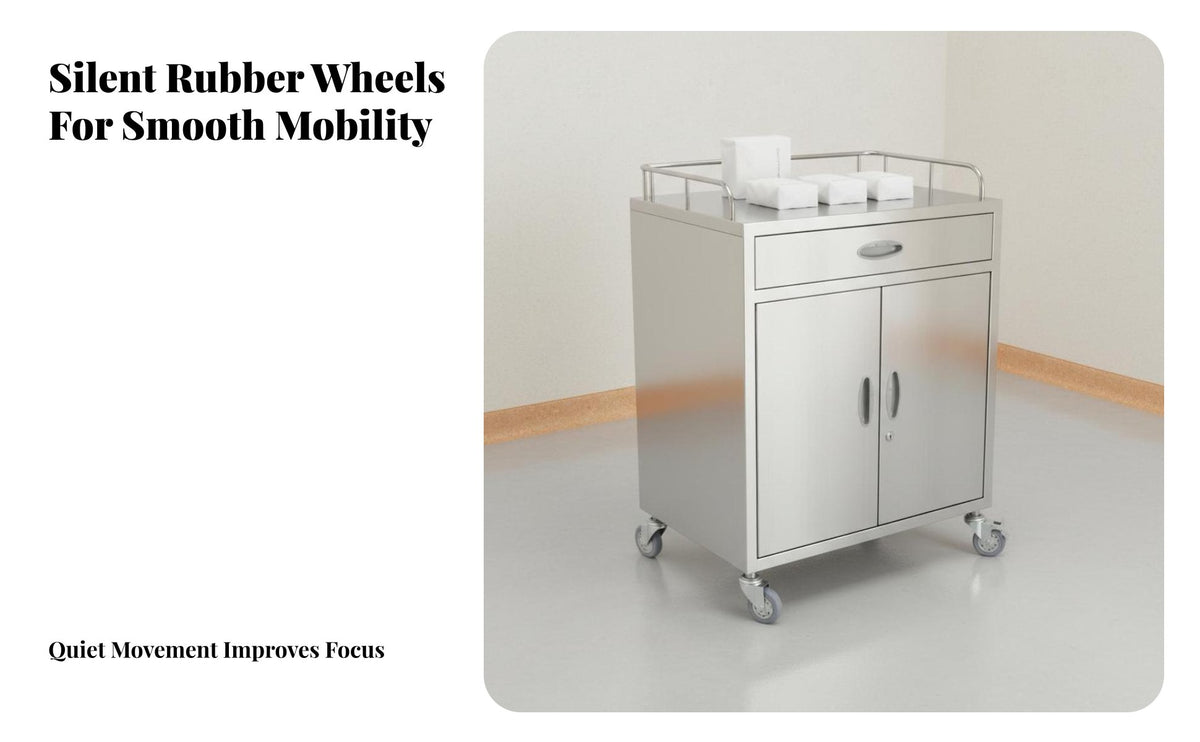 Easy-to Stainless Steel Medical Trolley Lockable Casters Rolling Instrument Cart Versatile Design Tooth Care Supply Cabinet on Wheels Heavy Duty for Dentists, Beauticians, Phlebotomists, Medical Facility, Operating Room, Laboratoryoratory Oratory