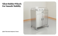 Easy-to Stainless Steel Medical Trolley Lockable Casters Rolling Instrument Cart Versatile Design Tooth Care Supply Cabinet on Wheels Heavy Duty for Dentists, Beauticians, Phlebotomists, Medical Facility, Operating Room, Laboratoryoratory Oratory