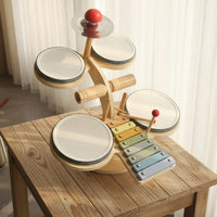 Wooden Toy Drum Set Tabletop Toy Drum Kit Beginner Long-Lasting for Children, Toddlers, Playroom