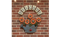 Wrought Iron Sunflower Welcome Sign Weather Resistant House Decoration for Garden, Porch