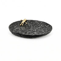Lustrous Finish Irregular Tray Textured Surface Wavy Tray Dark Tones Home Decor Accent Gold Tone for Coffee Table