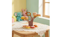 Playful Pastry Set Food Set with Stand Pretend Wooden Dessert Playset Imaginative Snacks with Stand Preschoolers