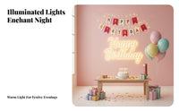 light-emitting diode Lights Illuminated Birthday Banner social-mediamable Backdrop Illuminated Birthday Sign Colorful Letters Party Supplies Hang Anywhere for Teens, Adults, Parents, Home event, event location