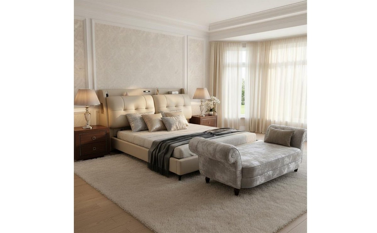 Gas Lift Storage Bed Multifunctional Design Storage Bed with Headboard Space Saving for Small Apartment