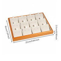 Solid Wood Frame Linen Band Holder Tray Scratch Protection Wooden Jewelry Display Tray for Dresser Top, Closet