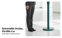 Heavy-Duty Base Retractable Belt Stanchion Sturdy Construction Stainless Steel Queue Pole Stable Belt Barrier Stanchion Easy Assembly for Event Organizers, Security Personnel, Airports, Hotels, Museums, Retail Shop S