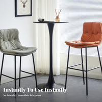 Modern Design Upholstered High-Back Stool Metal Footrest Counter Chair Padded Cushion Seating Furniture Sturdy Construction for Cafe Owners, Bar Patrons, Restaurant Guests, Kitchen Island, Pub, Dining Room, Office