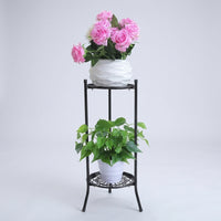 Corner Shelf and Plant Stand for Home Decor, 2 Tier Metal Plant Stands Indoor Display Stand, Tall Plant Pot Holder, Black Small Pot Stand 1 Pack