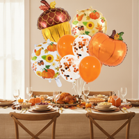 Thanksgiving Aluminum Film Balloon Set - Pumpkin Maple Leaf Harvest Festival Party Decorations