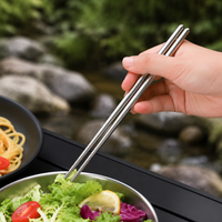 Portable Cutlery Set, Spoon & Fork, 316 Stainless Steel, Foldable, 3-Piece Set, for Bento, Camping, Hiking, Travel
