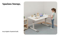 Ergonomic Design Hand-Crank Adjustable Study Station Tiltable Desktop Adjustable child's Study Set Sturdy Construction Student Desk Built-in Drawer for Children, Students, Parents, Home Learning, Homeschooling, Bedroom, Playroom