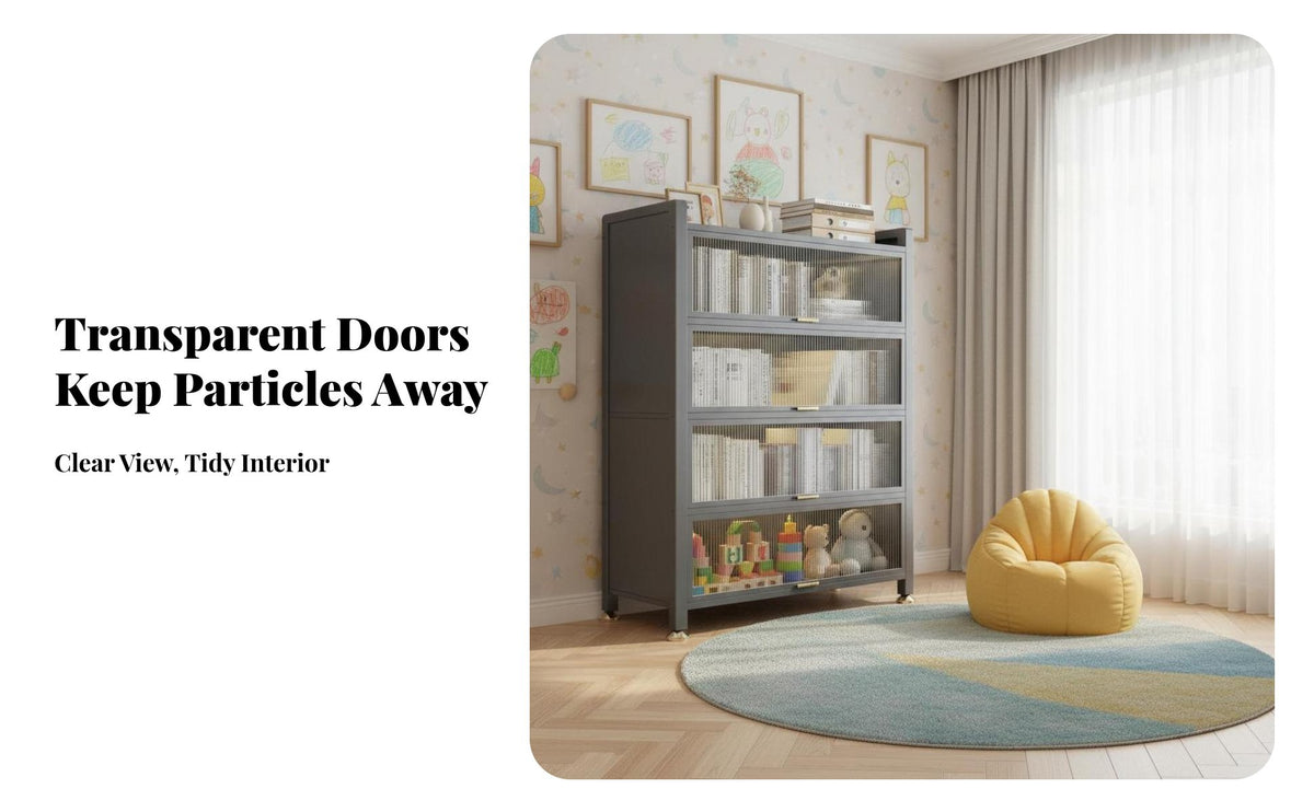 particle-resistantResistant Floor-Standing Cabinet with Fluted Doors Ample Storage one-piece Large Capacity Home Furniture upright Space-Saving for Children, Book Lovers, Homeowners, Study Room, Bedroom, Hallway