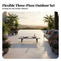 3 Pieces Weather-Resistant 2-Chair and Table Set Wooden Frame outsidedoor Furnishing Woven posteriorrest Lounge Seating Soft pads for Homeowners, duos, Adults, Garden, Balcony, Terrace, posterioryard