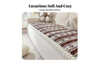 Non-Slip Fluffy Sofa Mat Thickened Fluffy Seat Cover Pet-Friendly Couch Protector Warming for Families, Homeowners, Winter, Living Room